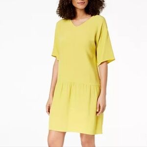 Eileen Fisher Small Petite Tencel Crepe Drop Waist Dress